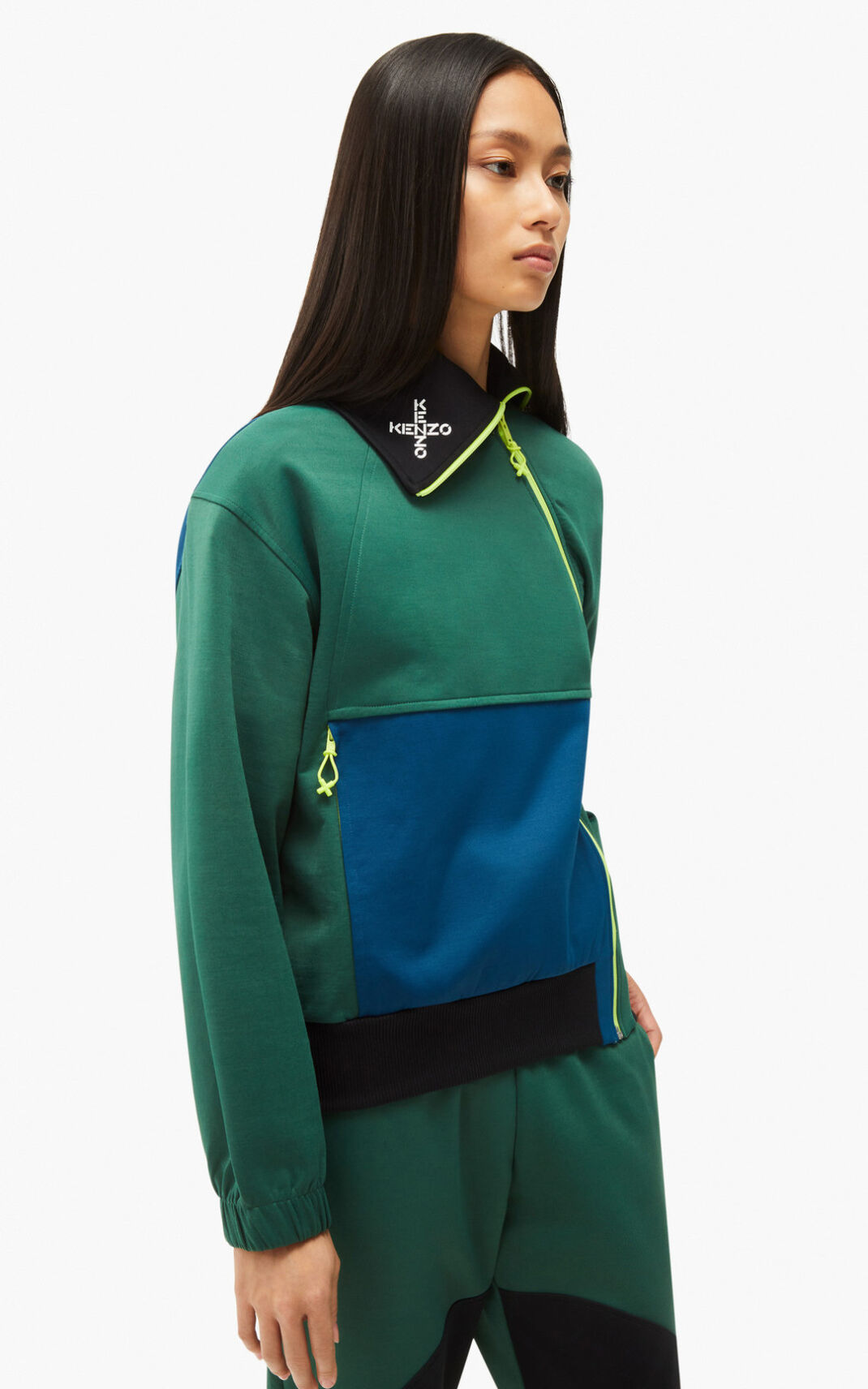 Sudadera Kenzo Sport Zip Mujer Verde Oscuro NTW260874